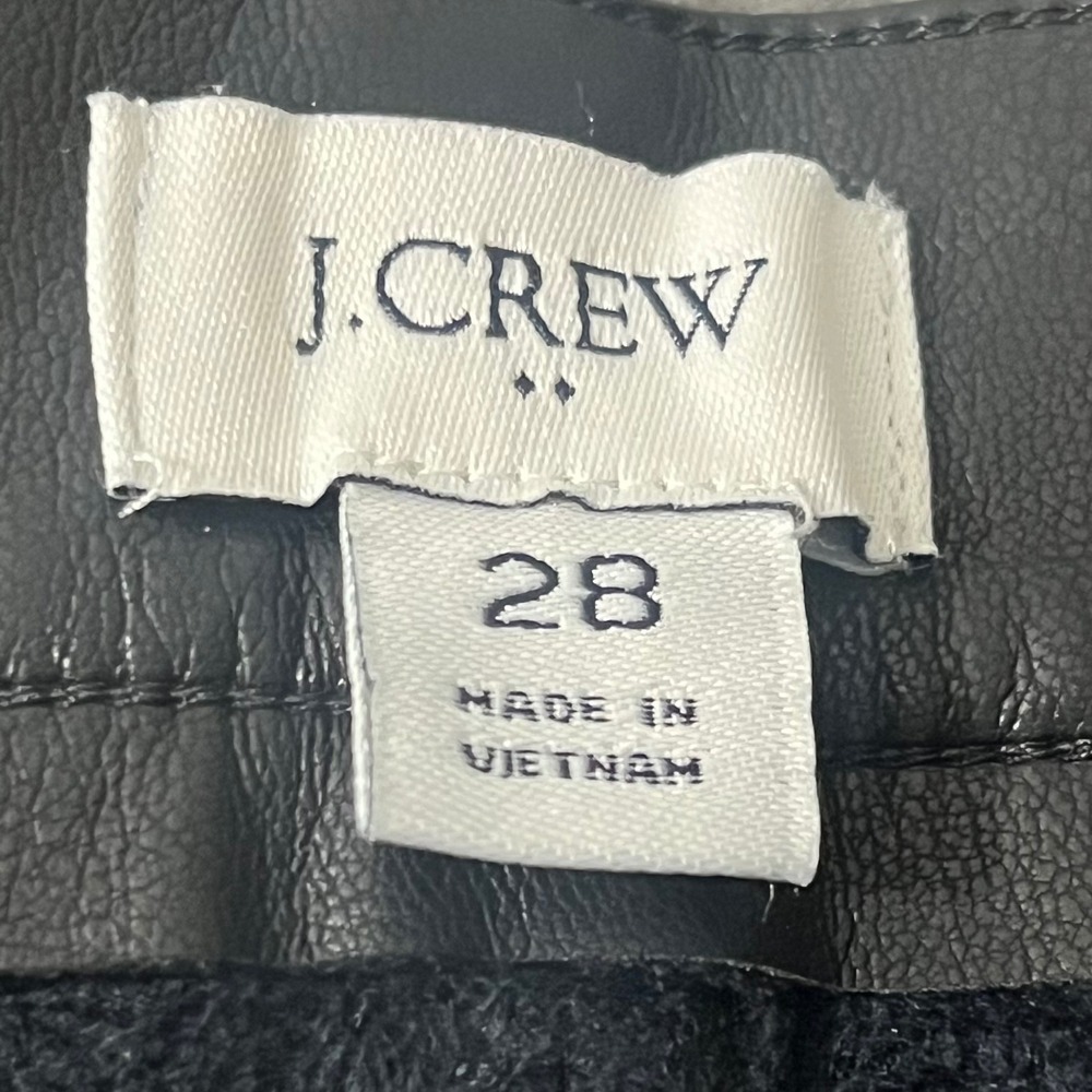 J.Crew Faux Leather Pants Women Size 28 Black Straight Leg Edgy - Picture 3 of 8